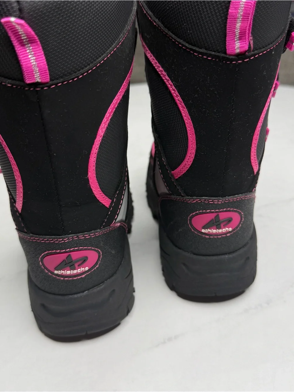 Girls Black and Pink Insulated Snow Boots